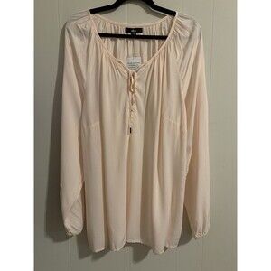 Ellos Womens Size Large Top Pale Pink Long Sleeve Tunic NWOT Rayon